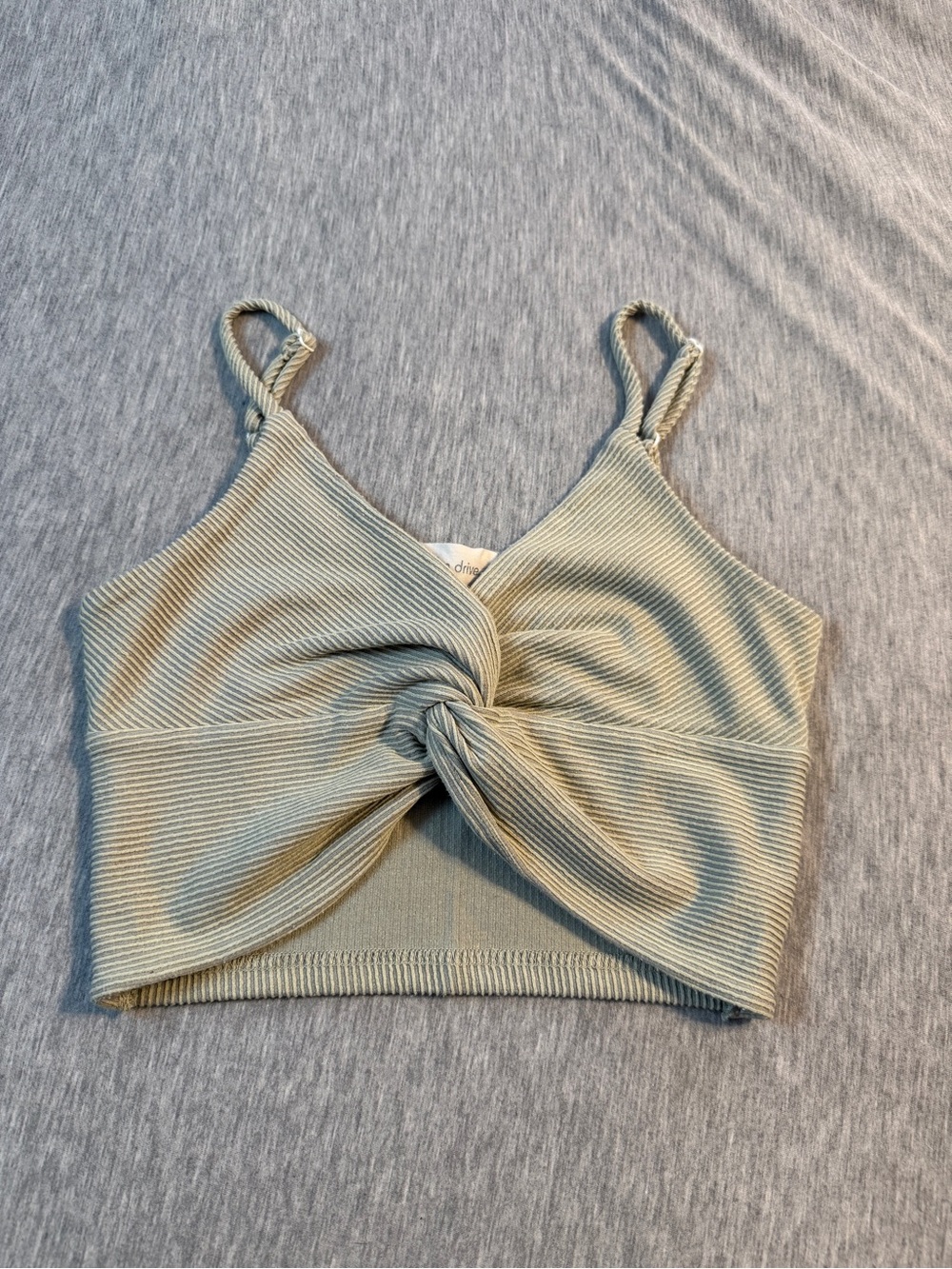 Ocean Drive Twist-Knot Ribbed Crop Tank - Sage